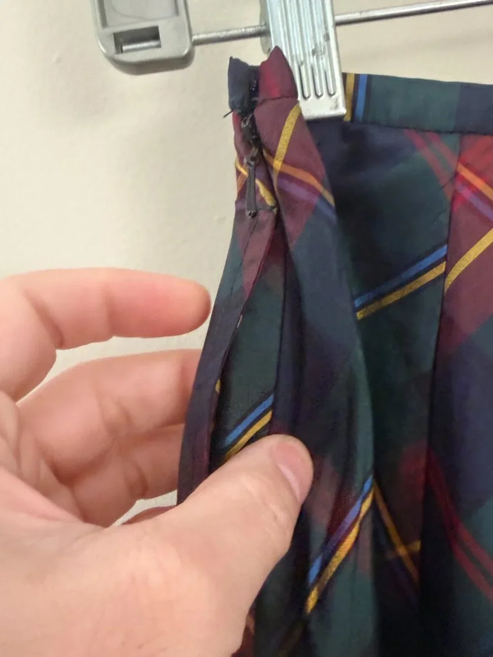 VINTAGE RALPH LAUREN BLUE LABEL SIGNATURE SILK PLAID A-LINE SKIRT 2 - Picture 5 of 8